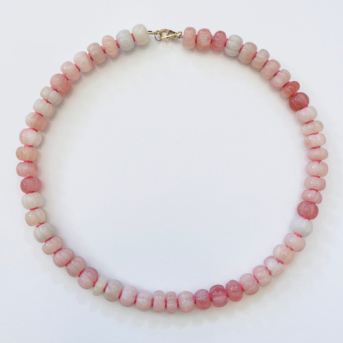 Theodosia - Carved Pink Opal Candy Necklace - prodottihaccp