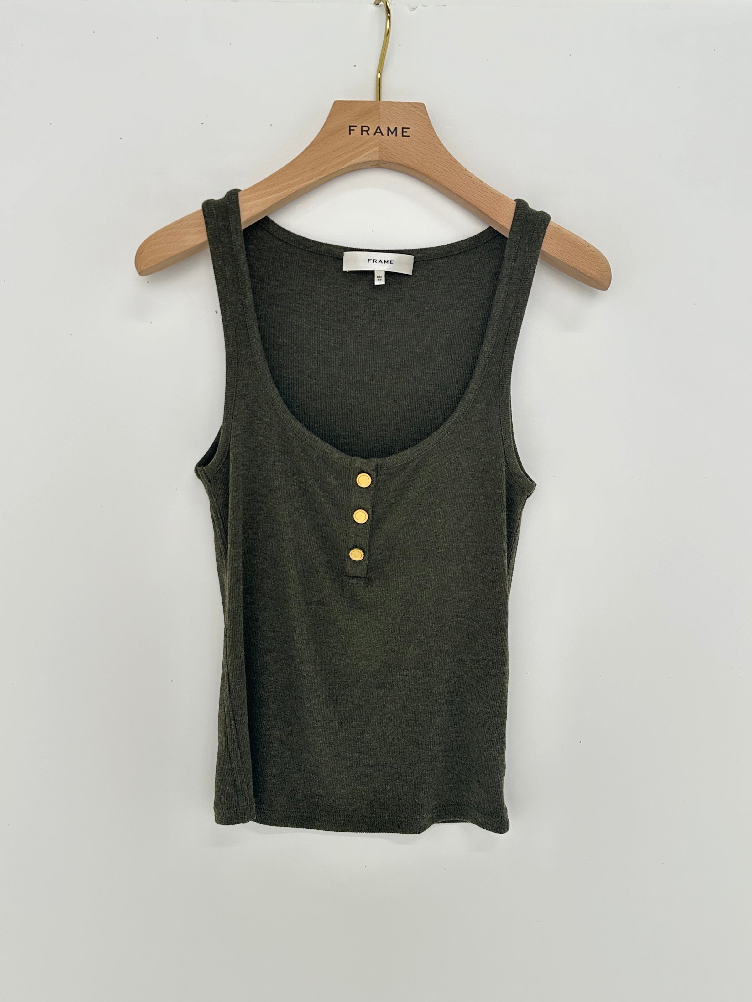 Rib Scoop Neck Button Tank