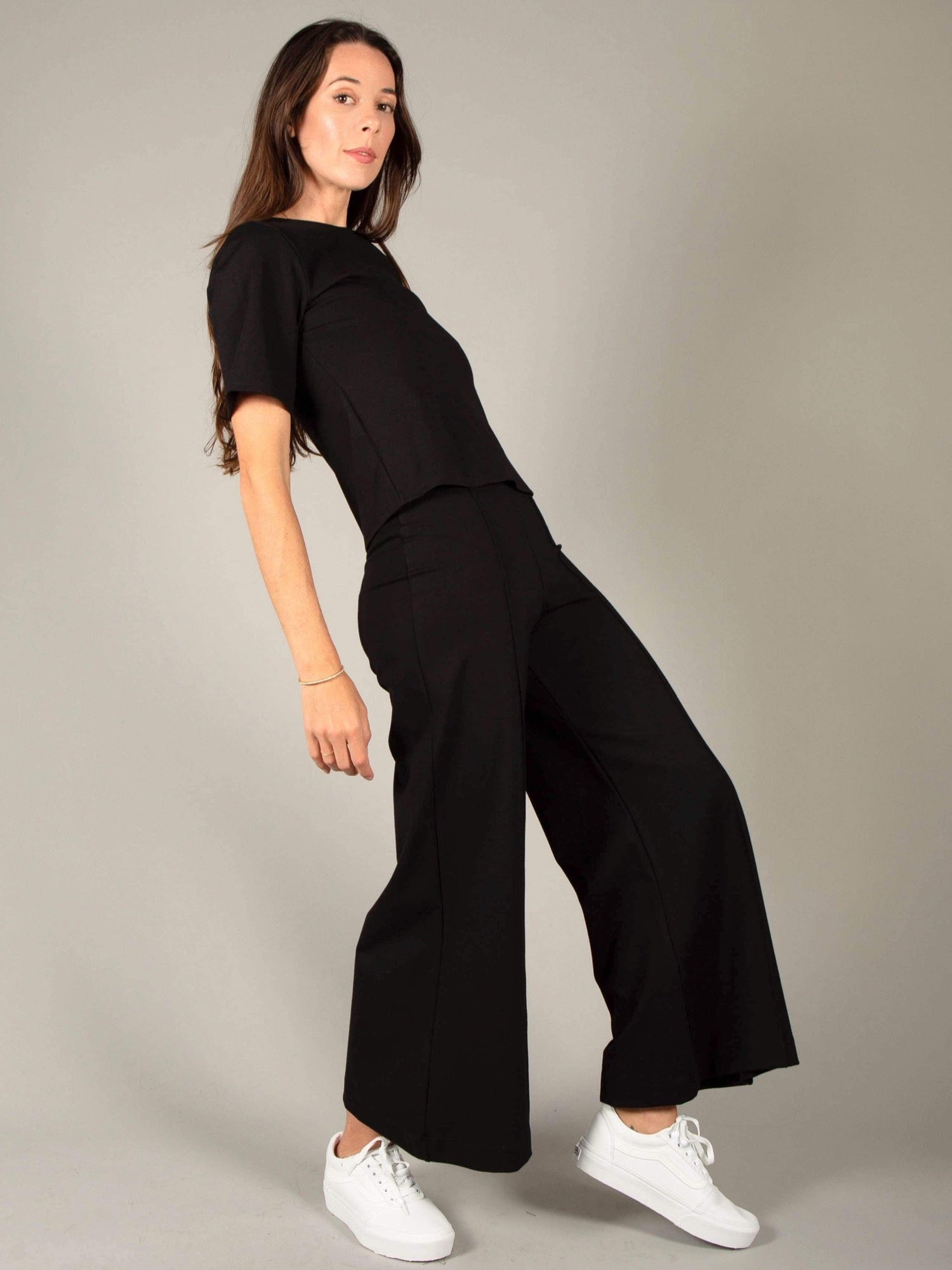 Black knit on sale wide leg pants